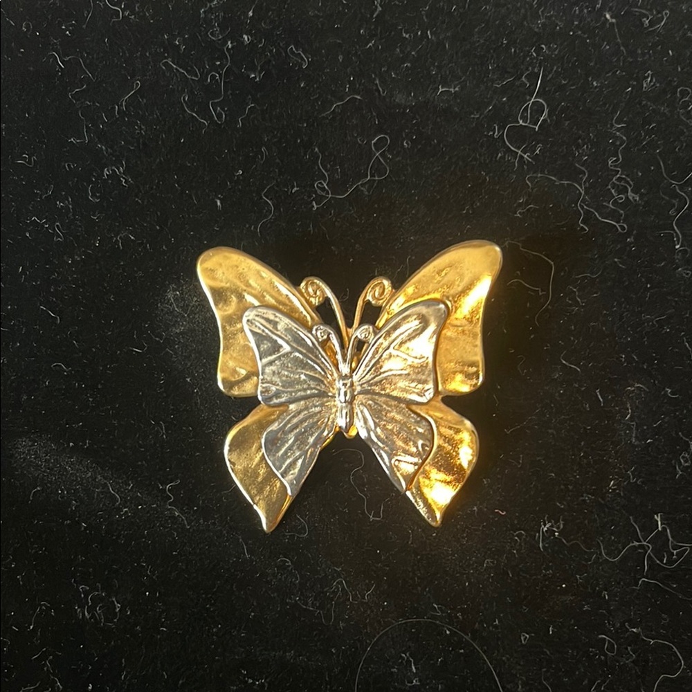 Premier Designs Gold and Silver Butterfly Brooch